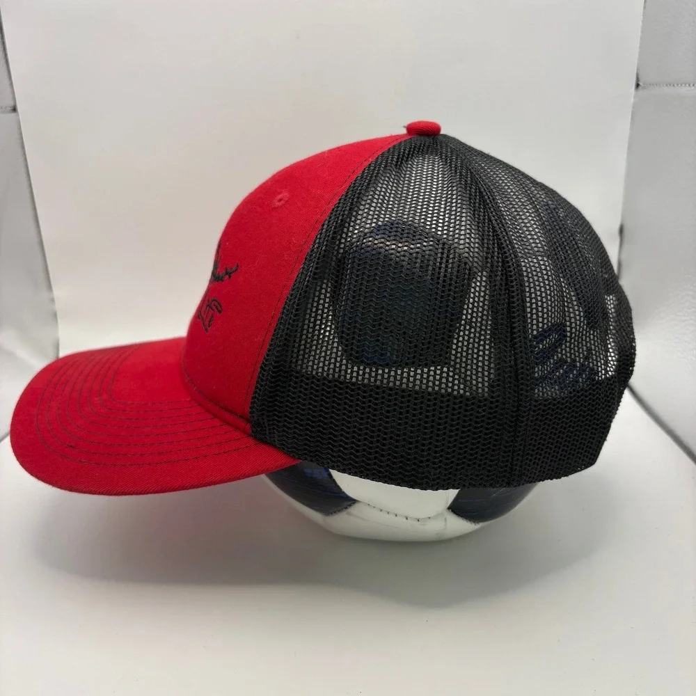 Lanier Life Lake Lanier Fishing Boating Trucker‎ Hat Red Black Snapback Mesh Cap